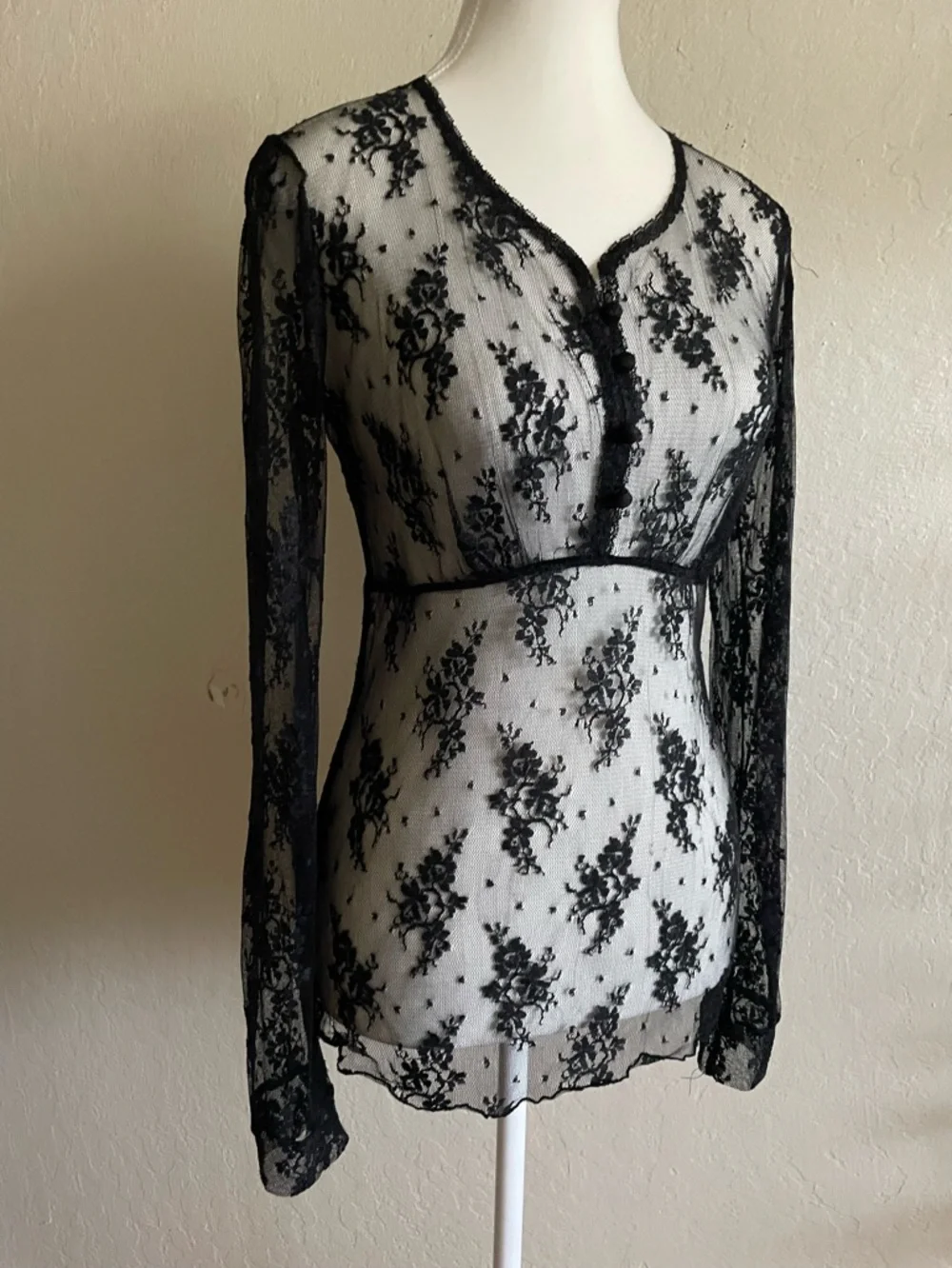 Whimsygoth black lace top - Picture 2 of 8